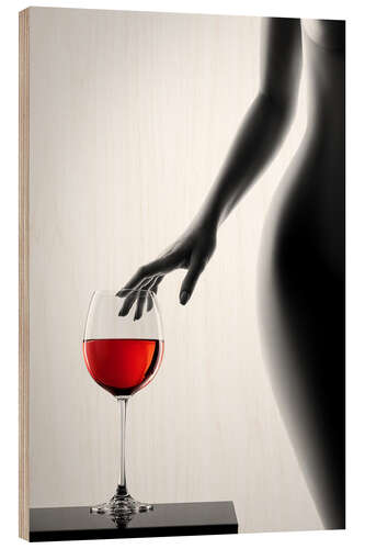 Stampa su legno Silhouette with red wine