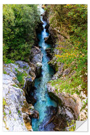 Naklejka na ścianę The Soca River in Slovenia winds through a deep valley