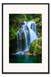 Gerahmter Kunstdruck Wasserfall Sum im Radovna Tal, Vintgar Gorge, Slowenien