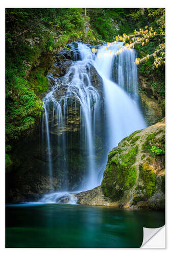 Selvklebende plakat Sum waterfall in Radovna valley, Vintgar Gorge, Slovenia