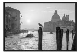 Gerahmter Kunstdruck Sonnenaufgang am Canal Grande, Venedig