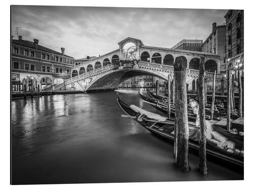 Aluminium print Rialto Bridge in black and white