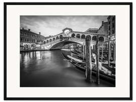 Gerahmter Kunstdruck Rialtobrücke in schwarzweiß