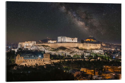 Acrylglasbild Akropolis von Athen und die Milchstraße