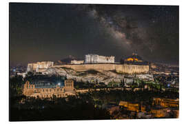 Aluminiumtavla The Acropolis of Athens and the milky way