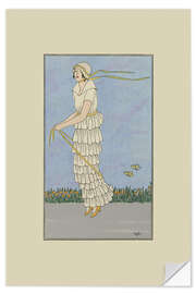 Selvklebende plakat Journal des Dames et des Modes, Costumes Parisiens, 1914: Robe de nansouk