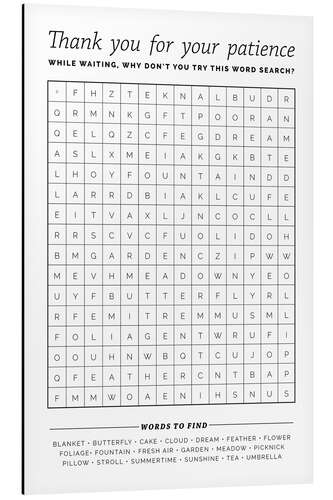 Aluminiumsbilde Waiting room word search, English