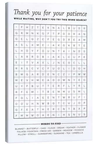 Canvas print Waiting room word search, English