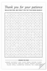 Vinilo para la pared Waiting room word search, English