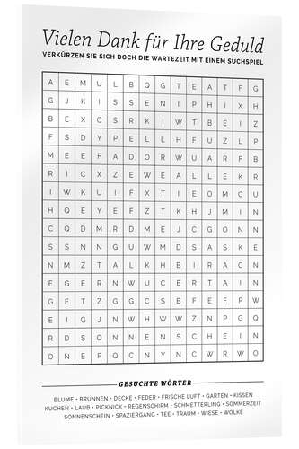 Akryylilasitaulu Waiting room word search, German