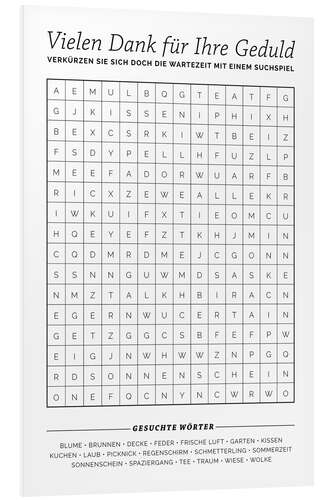 PVC print Waiting room word search, German