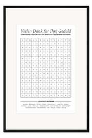 Gerahmter Kunstdruck Wartezimmer Wortsuche, deutsch
