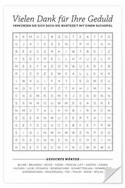 Vinilo para la pared Waiting room word search, German