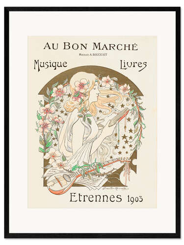 Kunsttryk i ramme Au Bon Marché - Musique Livres - 1903