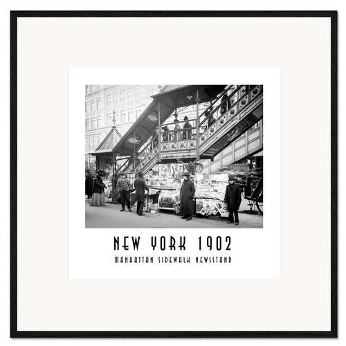 Gerahmter Kunstdruck Historisches New York, Manhattan Sidewalk Newsstand 1902