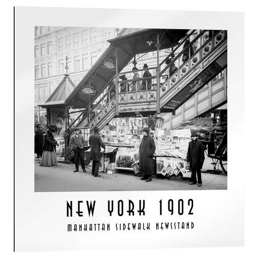 Galleritryck Historisches New York, Manhattan Sidewalk Newsstand 1902