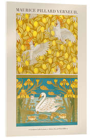 Acrylic print Design for Wallpaper: Cockatoos with Lemons; Swans, Iris and Water Lilies