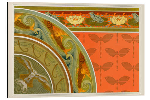 Quadro em alumínio Designs for wallpaper "Frogs, Waterlillies", "Flying Fish, Dragonflies", "Falcon"