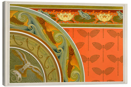 Canvas print Designs for wallpaper "Frogs, Waterlillies", "Flying Fish, Dragonflies", "Falcon"