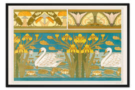 Gerahmter Kunstdruck Tapetendesign: Hirschkäfer; Schmetterlingen; Schwänen, Schwertlilien