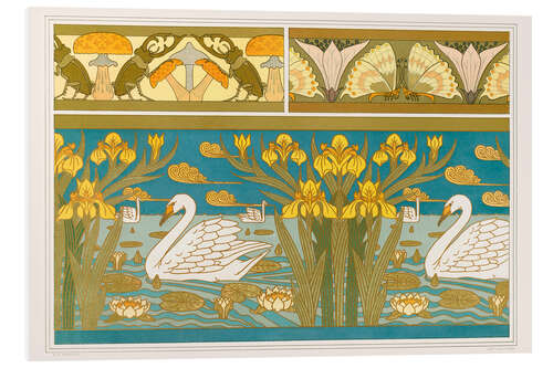 Foam board print Design for Wallpaper: Stag Beetles, Butterflies, Swans, Iris