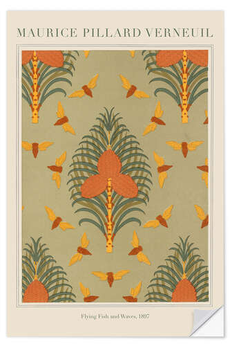 Selvklebende plakat Design for wallpaper "Cicadas and Pine"