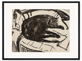 Gerahmter Kunstdruck Liegende Katze