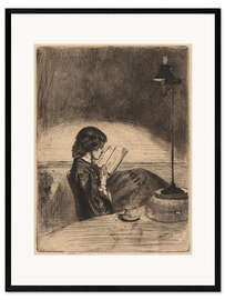 Framed art print Reading by Lamplight