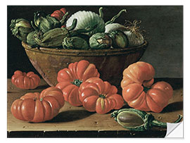 Sticker mural Still life with Tomatoes, a bowl of Aubergines &amp; Onions