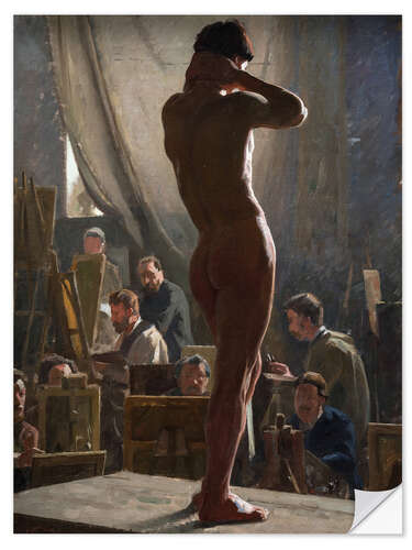 Sticker mural Male Nude in the Studio of Bonnat