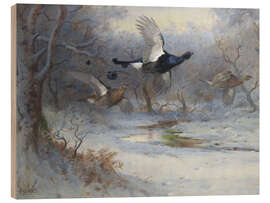 Wood print Blackcock And Grouse in Flight