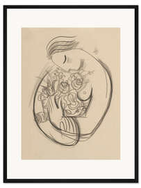 Gerahmter Kunstdruck Mädchen mit Blumen im Arm