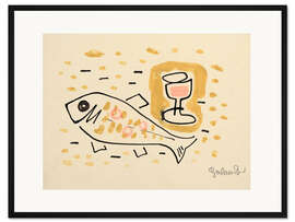 Gerahmter Kunstdruck Stillleben mit Fisch