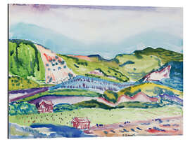 Magnettafel Berg mit roten Häusern