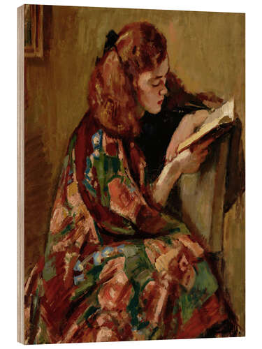 Tableau en bois Girl Reading