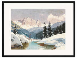 Gerahmter Kunstdruck Ein sonniger Wintertag mit Blick auf die Dolomiten