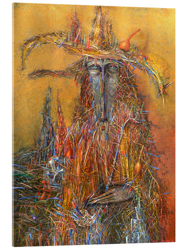 Acrylglas print Straw man with a pipe