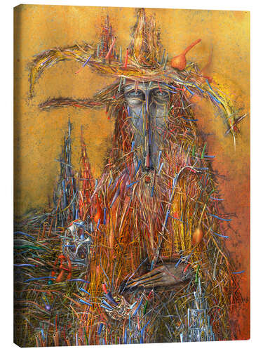 Canvas print Straw man with a pipe