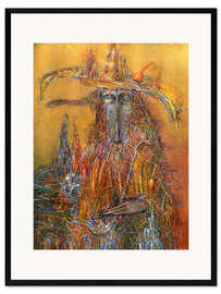 Framed art print Straw man with a pipe