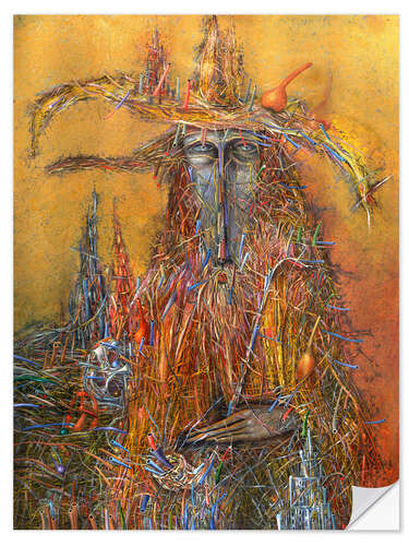 Selvklebende plakat Straw man with a pipe