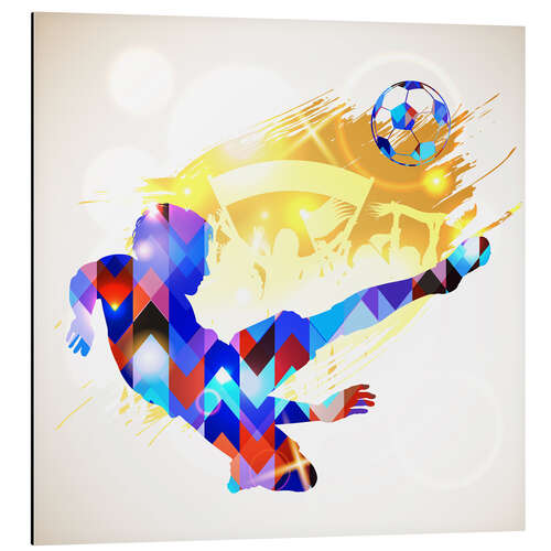 Tableau en aluminium Soccer Player, blue-golden