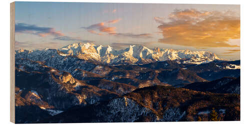 Wood print Bavarian Alps in Chiemgau with a view of Watzmann