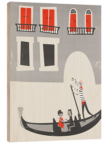 Tableau en bois Venice Gondola