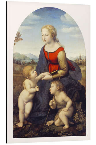 Tableau en aluminium Madonna with Child Jesus and Johannesknaben (the beautiful gardener)