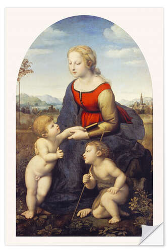 Selvklæbende plakat Madonna with Child Jesus and Johannesknaben (the beautiful gardener)