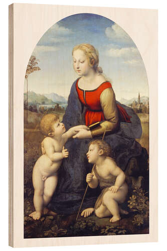 Hout print Madonna with Child Jesus and Johannesknaben (the beautiful gardener)