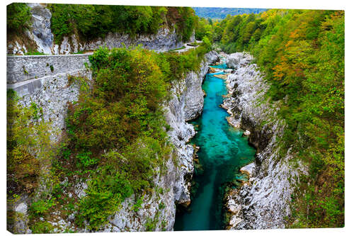 Stampa su tela The Napoleon Bridge near Kobarid in Slovenia