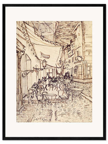 Gerahmter Kunstdruck Studie für Caféterrasse am Abend