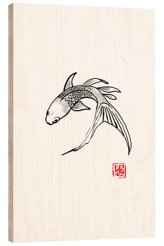 Wood print Carp koi