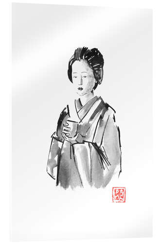 Acrylglasbild Trinkende Geisha